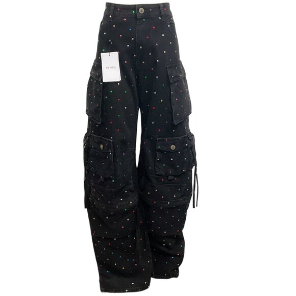 The Attico Black Denim Fern Studded Cargo Jeans - Picture 1 of 4